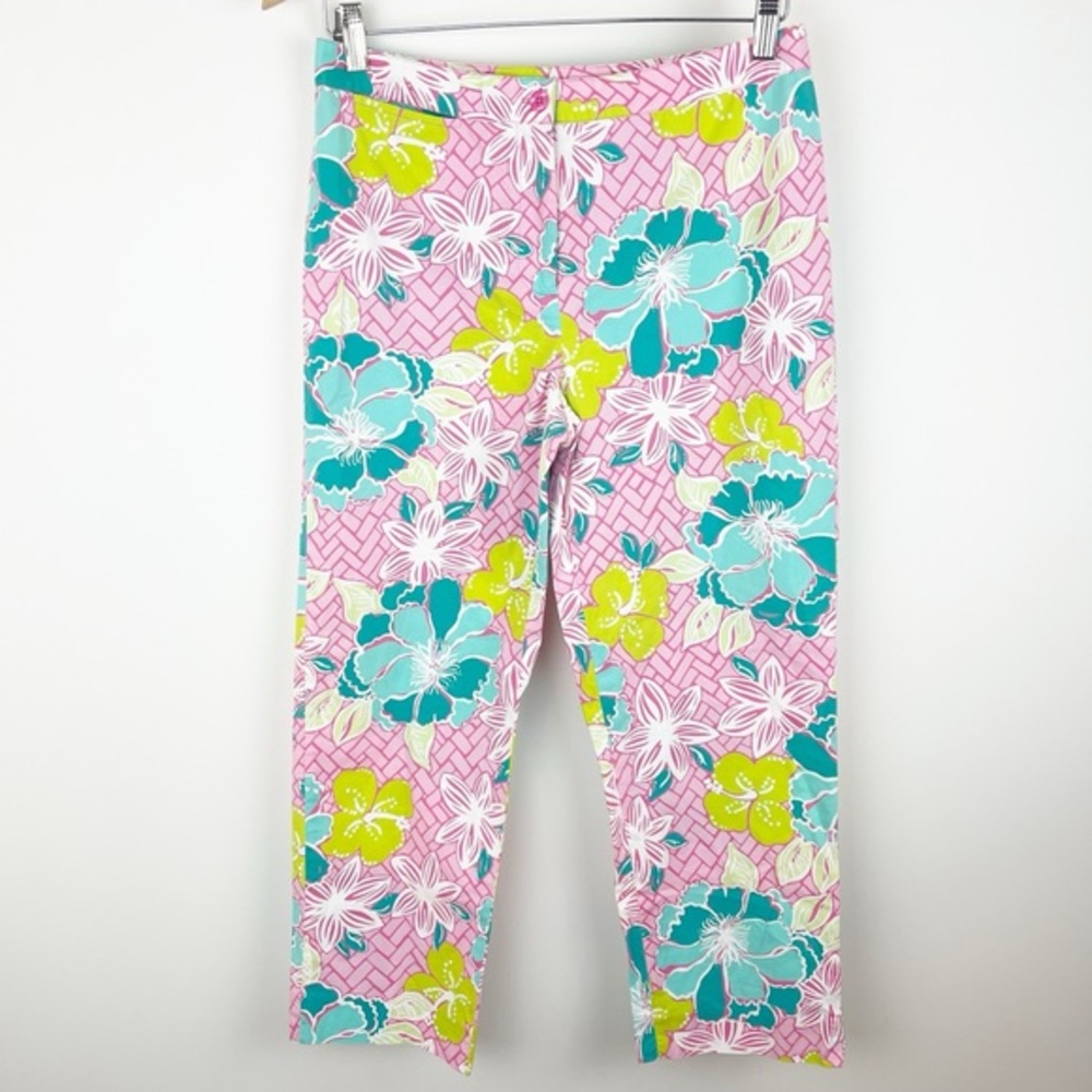 Lilly Pulitzer Vintage Floral Basketweave Cropped Pants Size 8